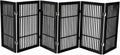 Pet Dog Gate Freestanding Acacia Hardwood 6-Panel 30in Tall - Portable