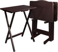 Casual Home 5 Piece Tray Table Set, Espresso - Compact Folding Tables