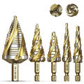 Four Spiral Flute Step Drill Bit Set 5PCS - Versatile Metal Drilling