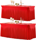 gogoparti Red Spandex 8ft Fitted Table Cloth - Stretchy Wrinkle Free