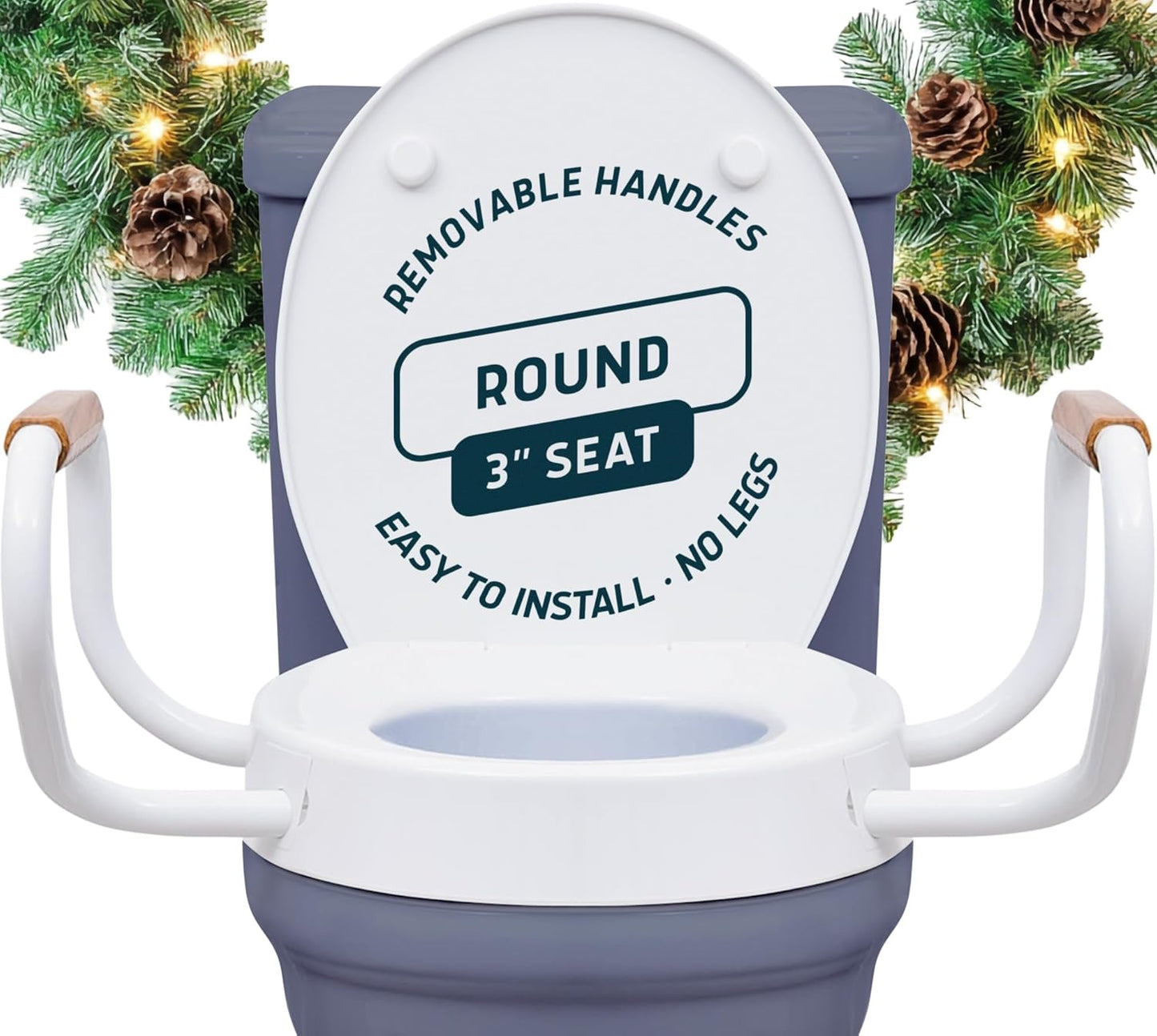 Lunderg Raised Toilet Seat with Handles for Seniors - Elegant Design