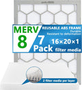 16x20x1 MERV 8 Air Filter with Reusable ABS Frame - 7 Pack