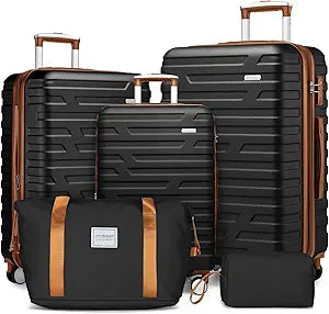 LARVENDER 5 Piece Expandable Luggage Set with TSA Lock
