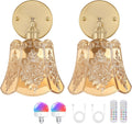 Vintage Battery Operated Wall Sconces Set of Two - Dimmable Amber RGB