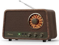 Vintage Wooden AM FM Bluetooth Radio with Plug in Wall - Retro Sound