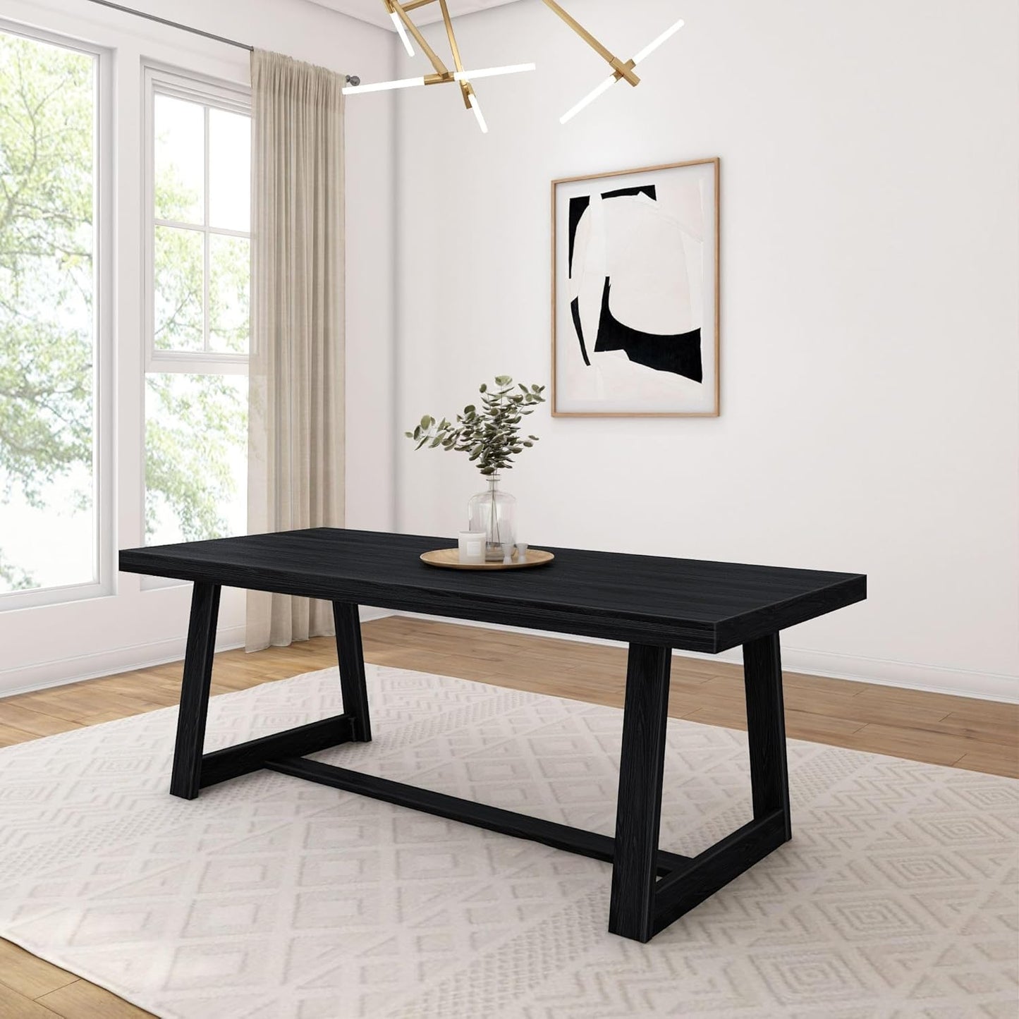 84 Inch Farmhouse Dining Table for Rustic Kitchen and Living Room