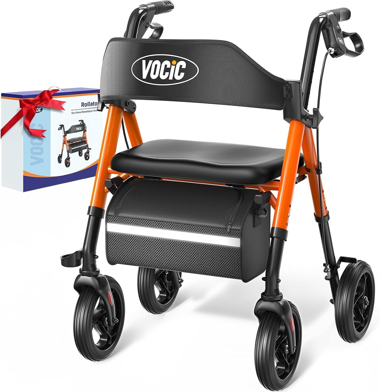 VOCIC Z21 Rollator Walker with Seat for Seniors, Supports 350lb