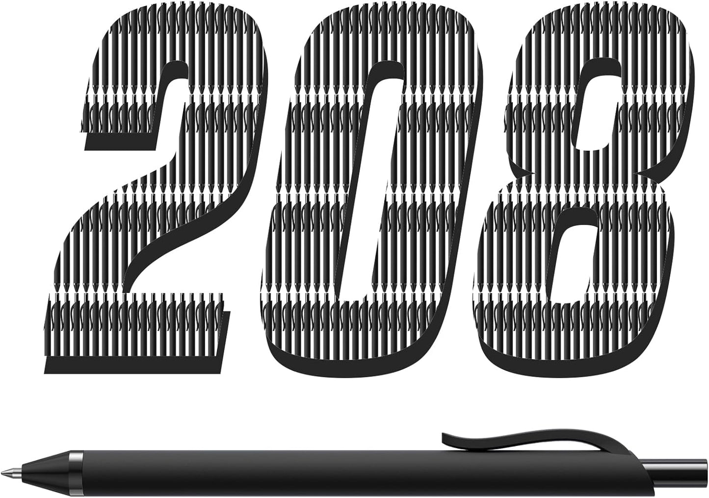 208 Pack Black Pens - Smooth Ink Medium Point Ballpoint Pens