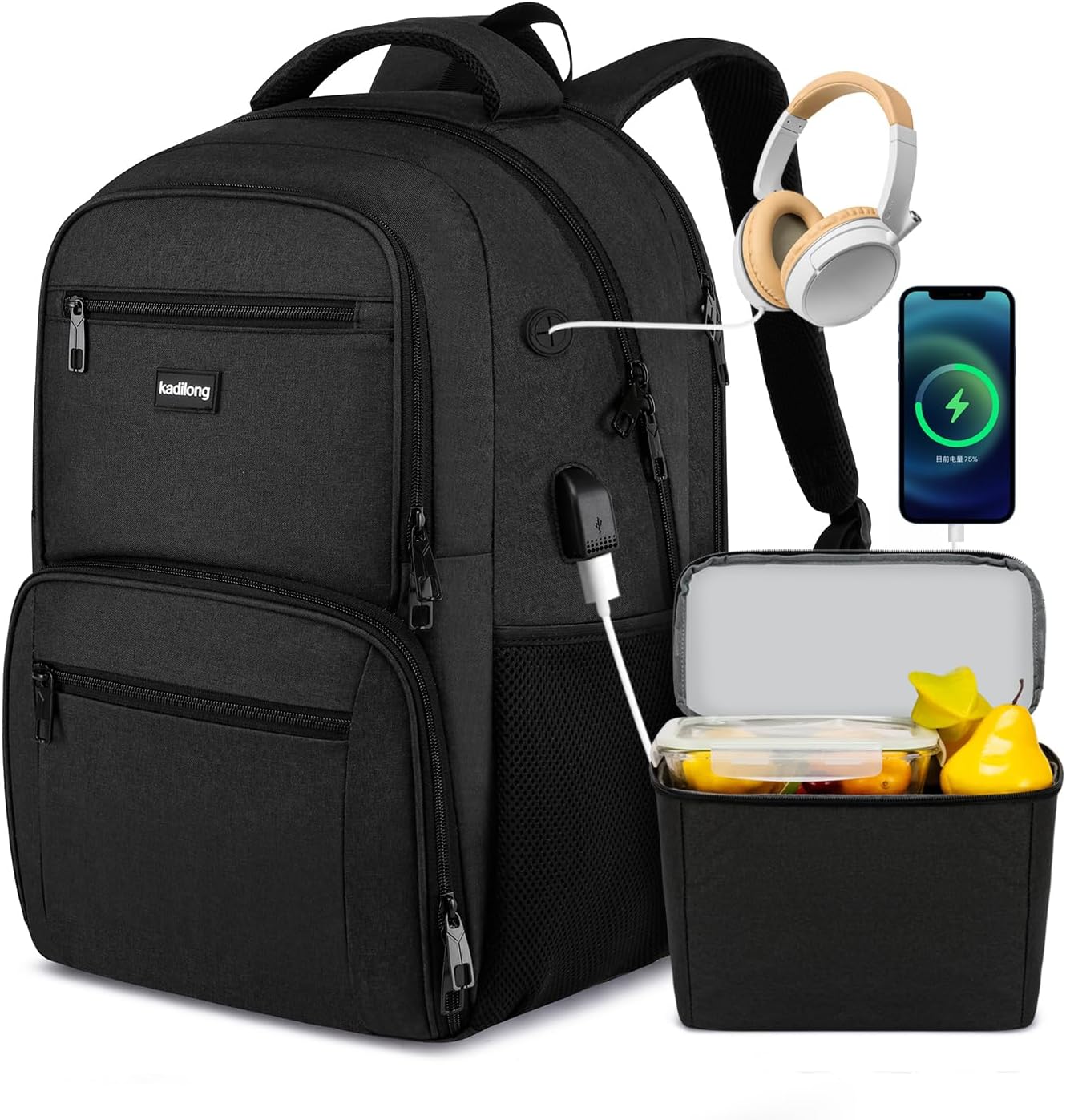 17.3 Inch Laptop Backpack with Insulated Cooler for Travel