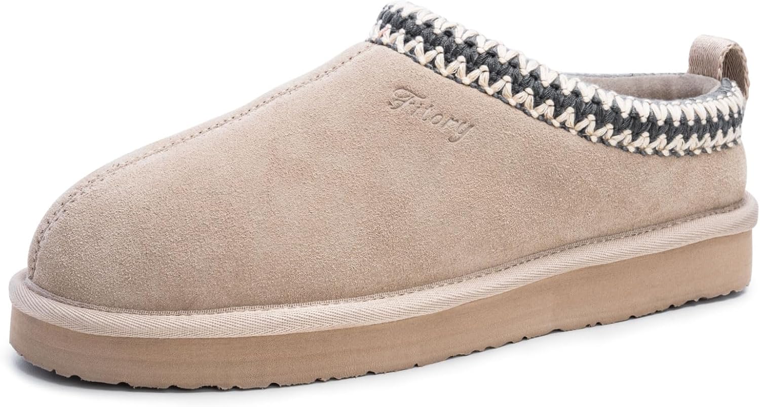 FITORY Women's Suede Slipper with Faux Fur Lining for Comfort