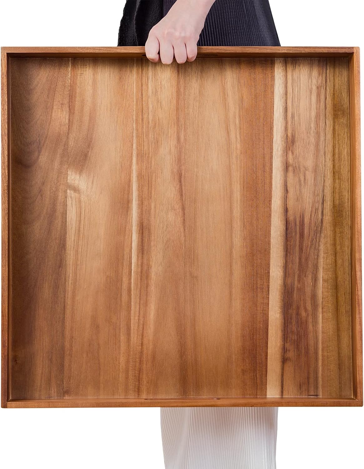 Large Square Wooden Serving Tray with Handles for Every Occasion