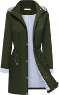 Women Waterproof Rain Jacket - Lightweight Hooded Trench Coat