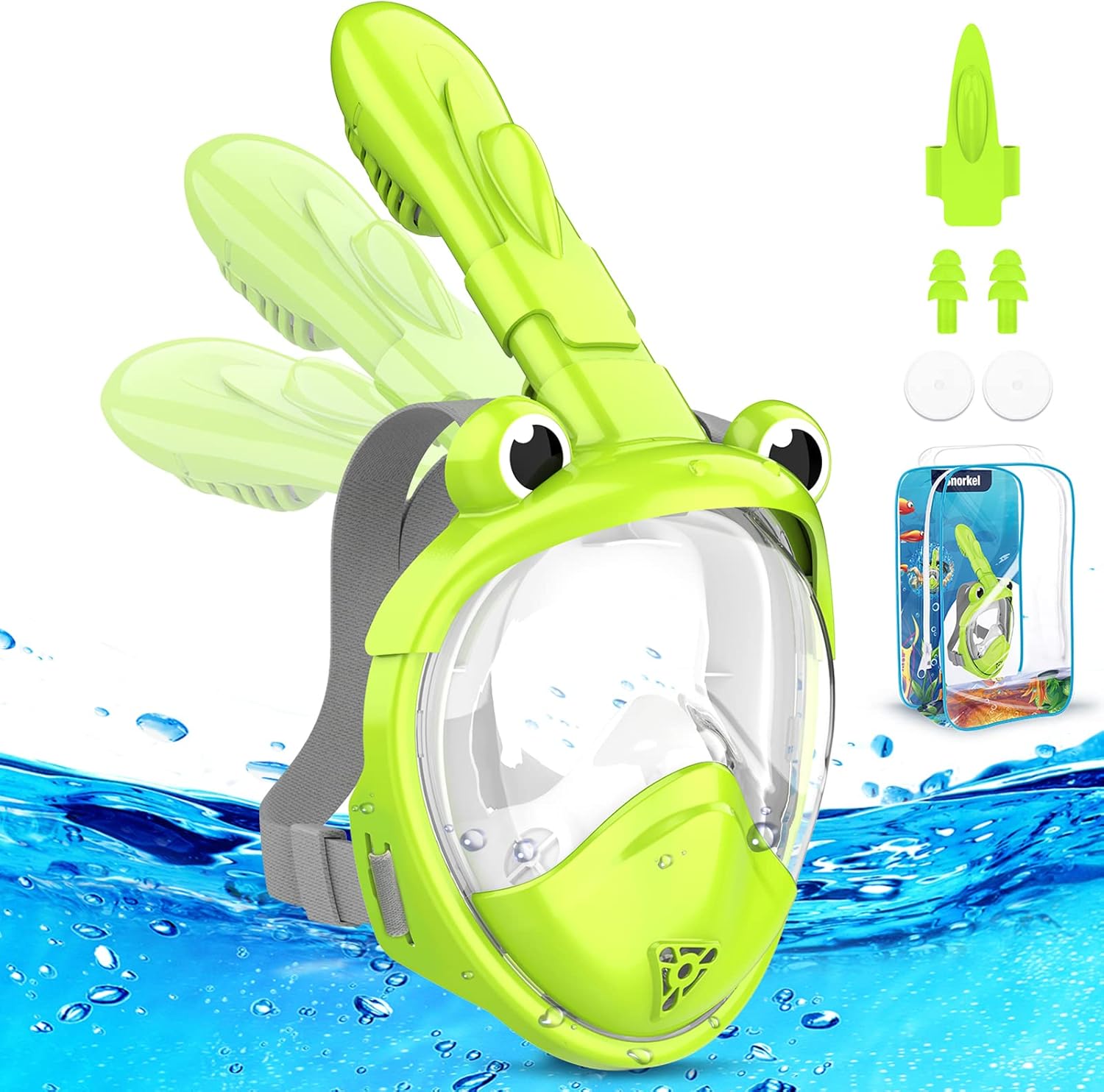 Kids Foldable Full Face Snorkel Mask - Swim Leak-Free with 180 View!