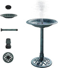 28 in Pedestal Bird Bath Solar Fountain - Weather Resistant Garden