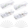 Cable Organizer Box with 20 Silicone Wire Ties - Clear 4 Pack