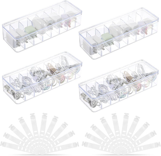 Clear Cord Storage Box + 20 Ties - Organize with Ease!