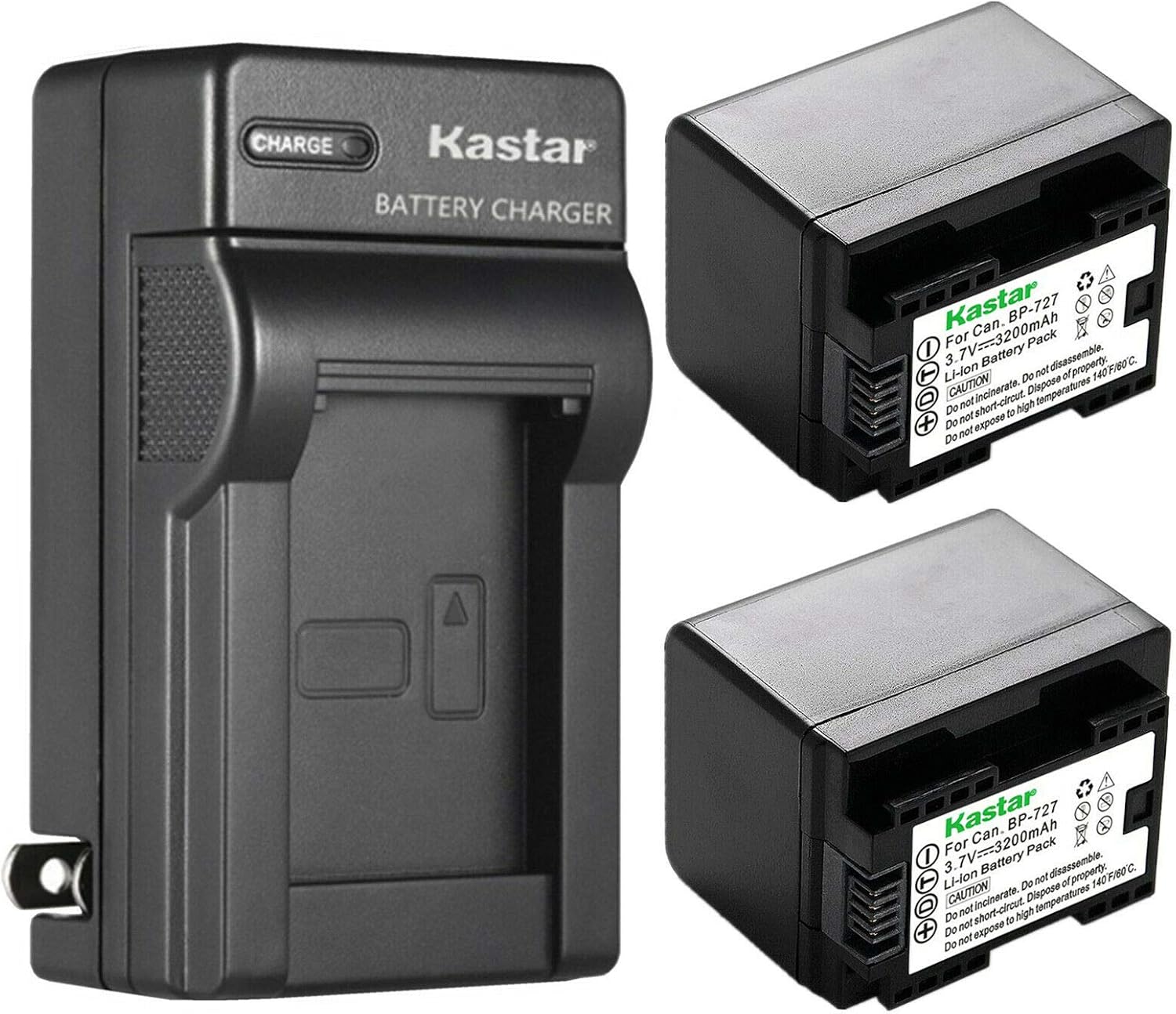 Kastar 2-Pack BP-727 Battery and Charger for Canon Cameras