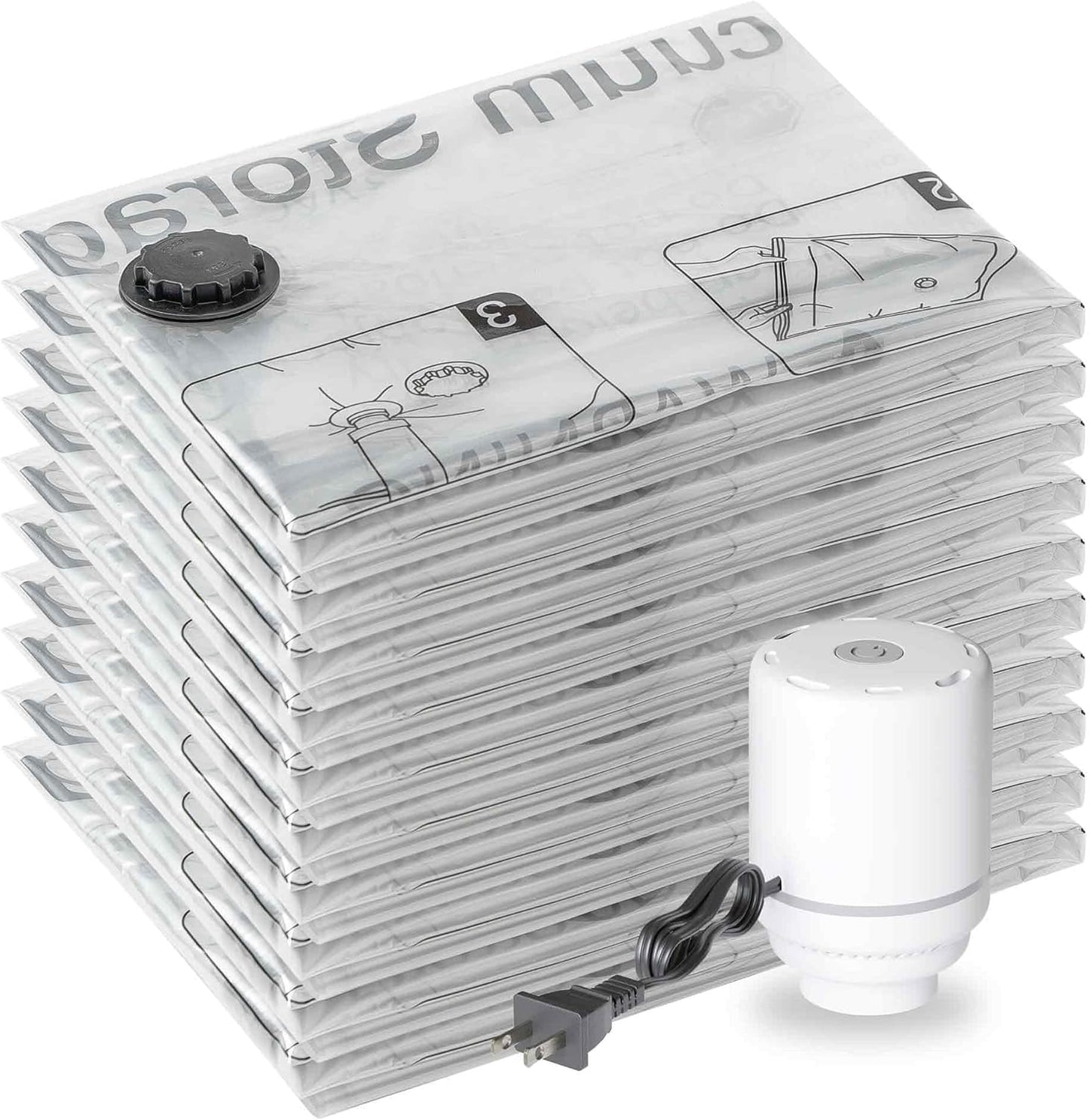 SUOCO Jumbo Vacuum Storage Bags with Electric Pump for Travel