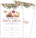 Festive Watercolor Party Invites - Making Spirits Bright - Set of 20