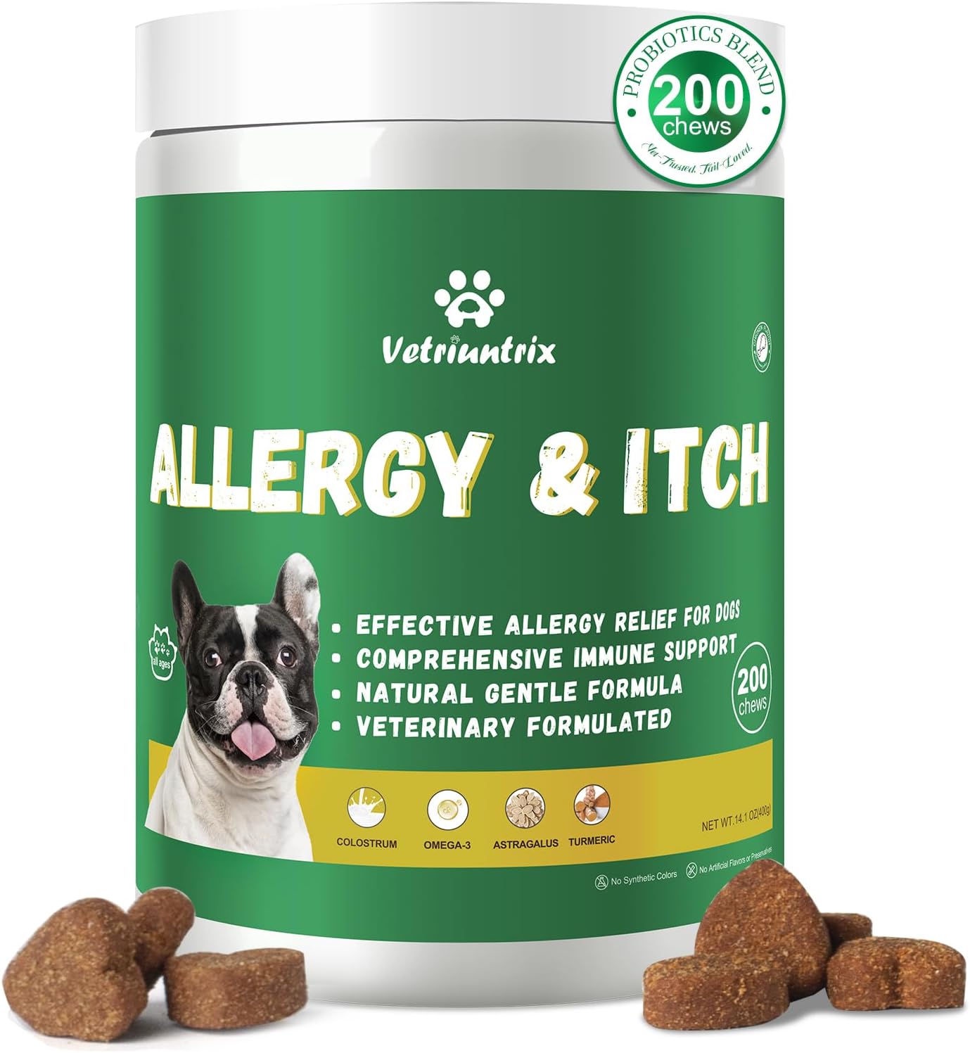 Allergy Chews for Dogs Itching Skin Relief with Probiotics