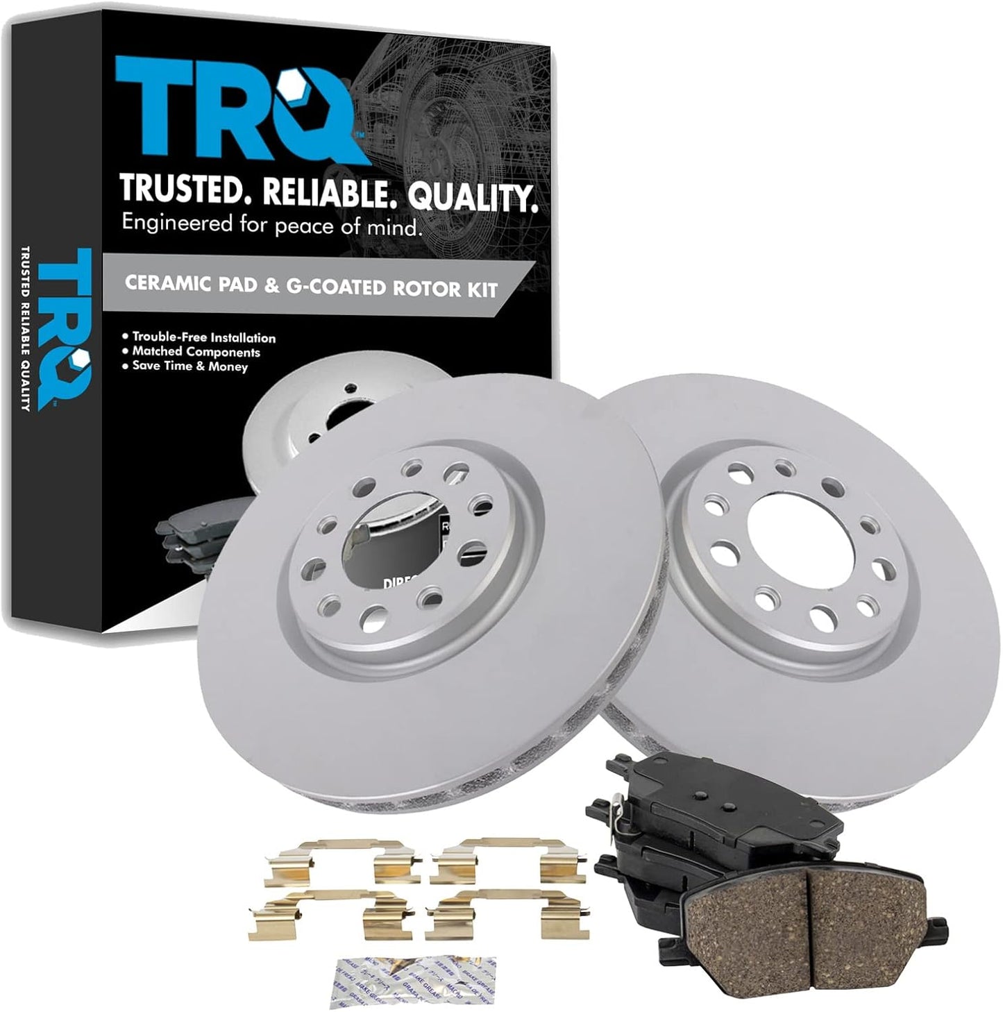 TRQ Front Brake Pad & Rotor Kit for Fiat 500X & Jeep Compass