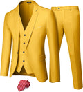 MY'S Men's 3 Piece Suit Set with Tie - Slim Fit 1-Button Jacket