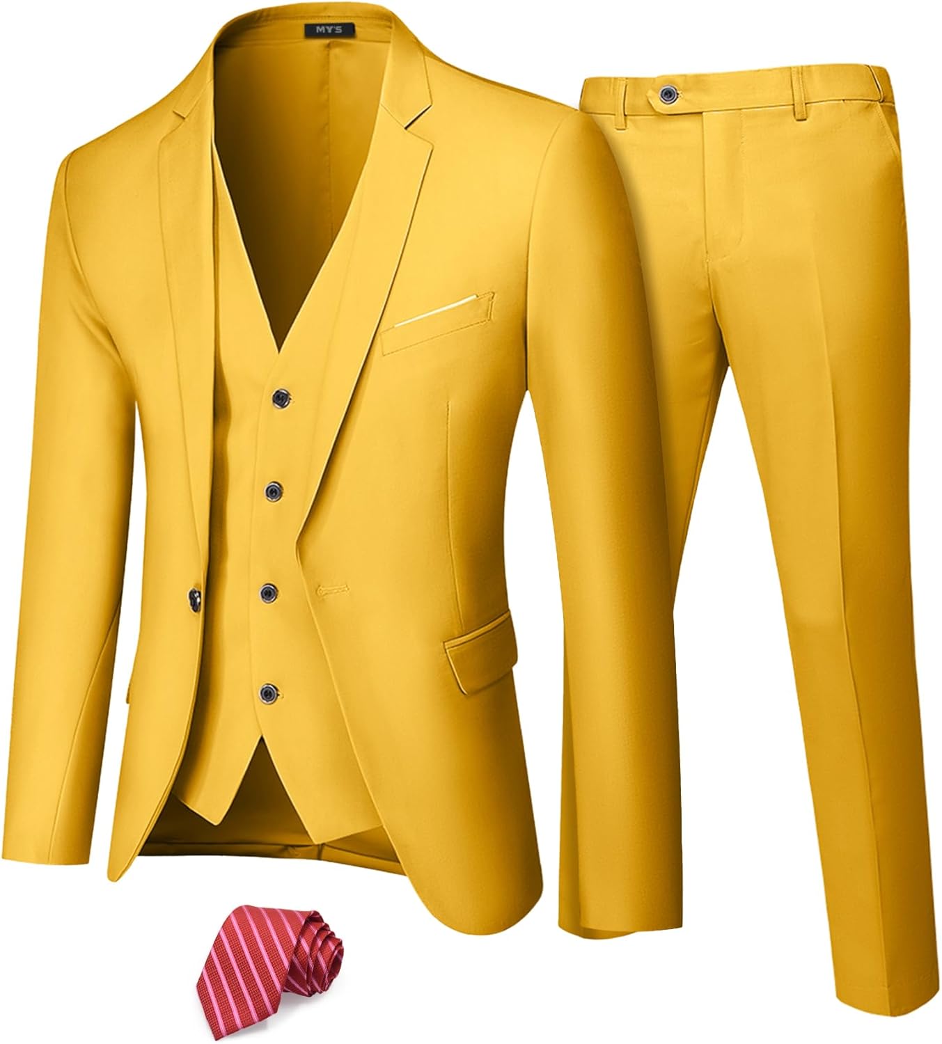 MY'S Men's 3 Piece Suit Set with Tie for Weddings and Prom