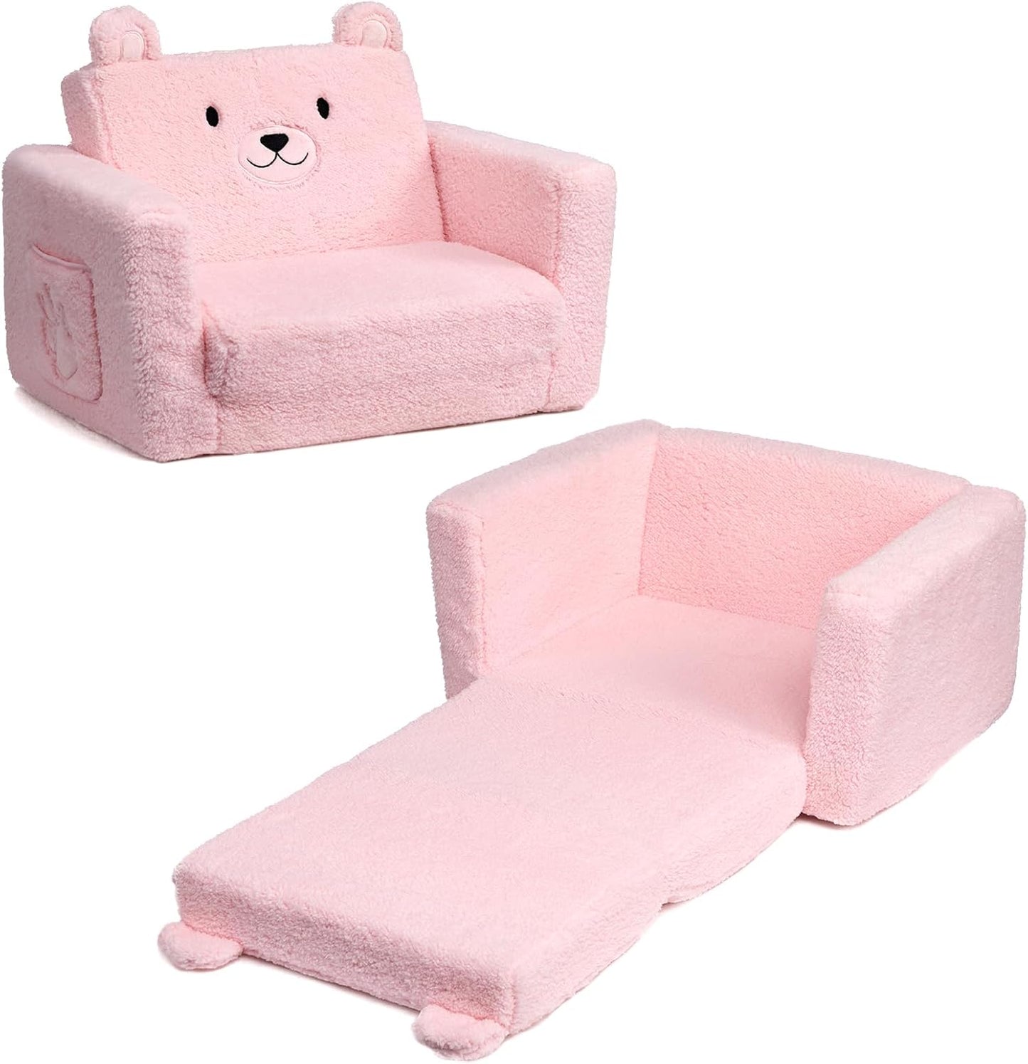 ALIMORDEN Fold Out Toddler Couch - Comfy 2-in-1 Sofa Lounger