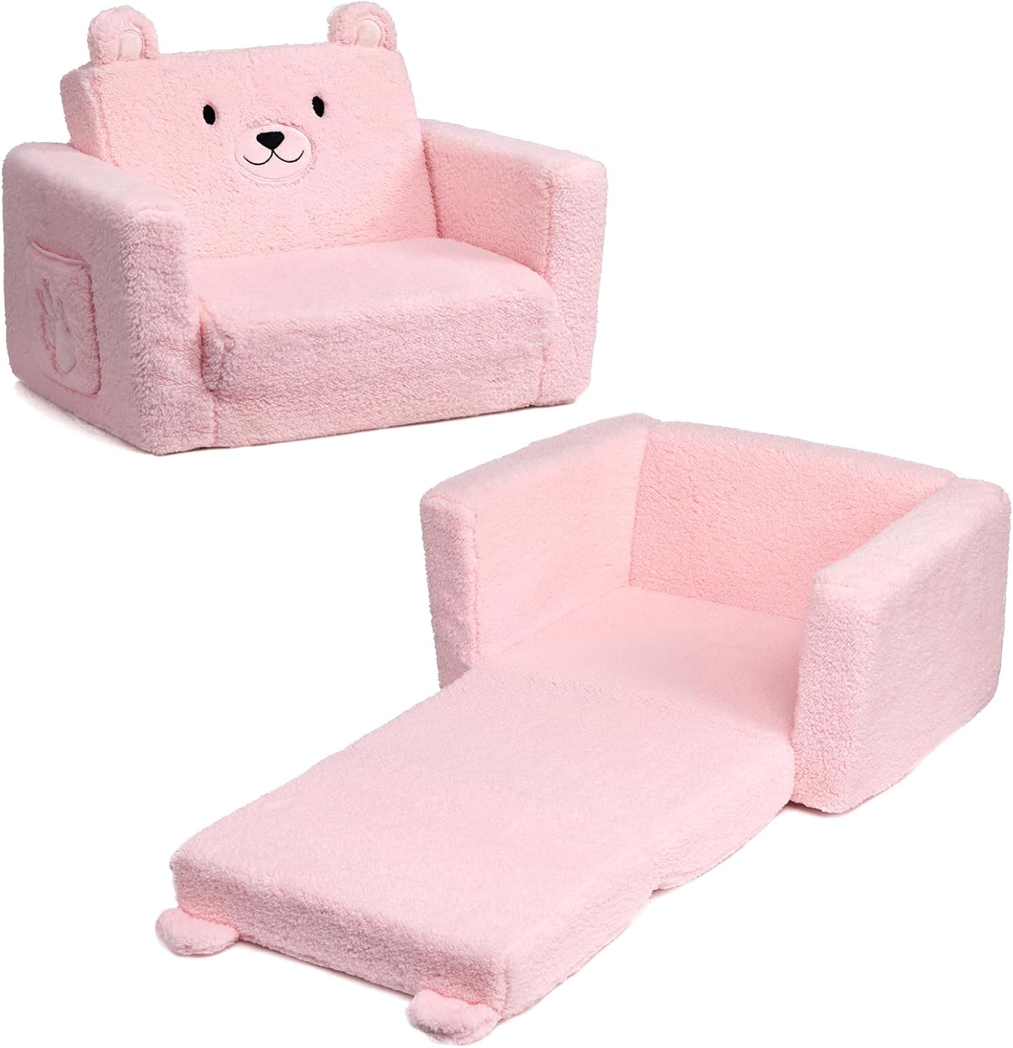 ALIMORDEN Fold Out Toddler Couch - Comfy 2-in-1 Sofa Lounger