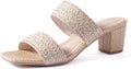 Women Heels Sandals Braided Block Nude - Comfortable Strappy Pumps