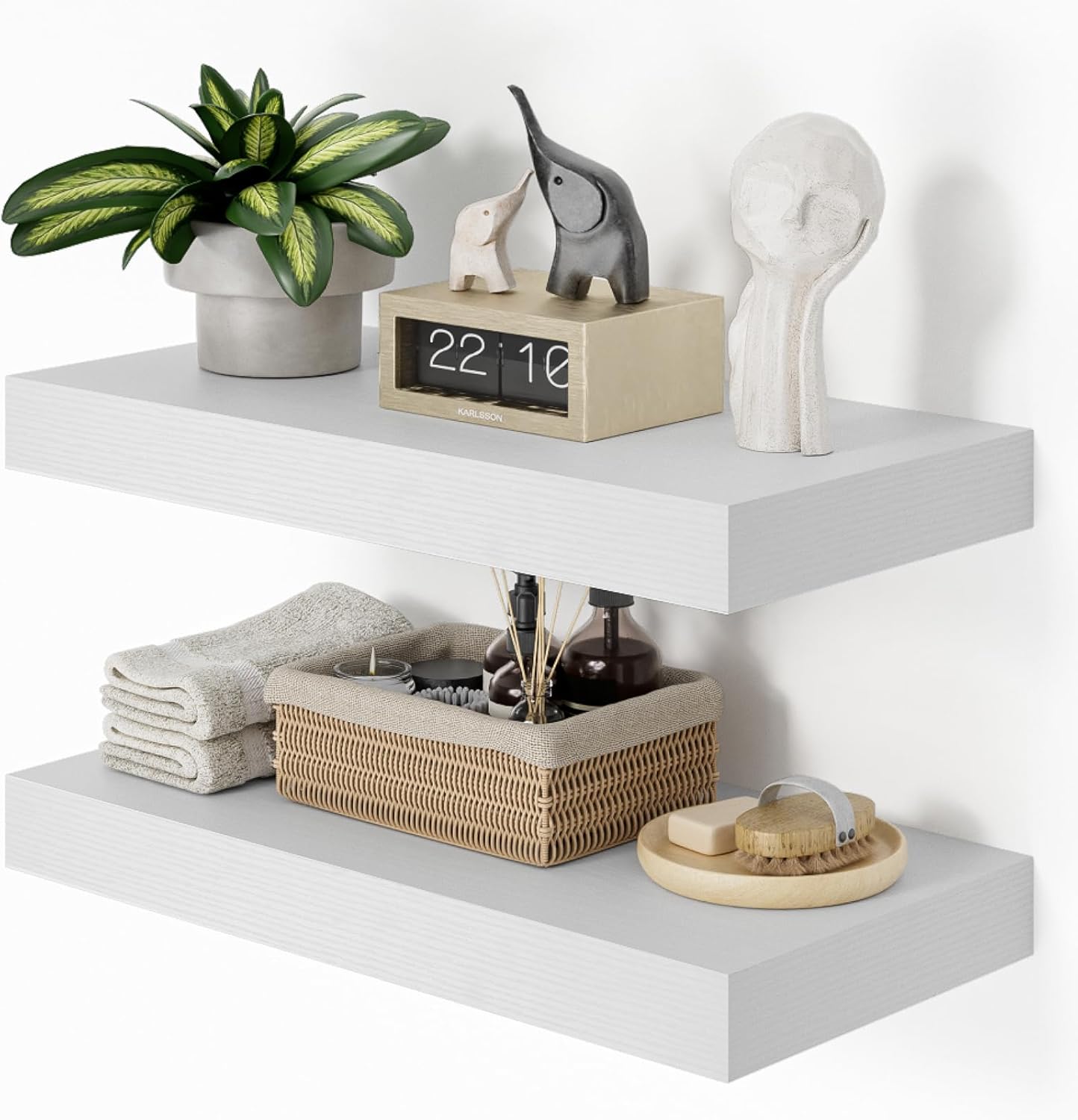 Heimlove 12 Deep White Floating Shelves for Wall Storage