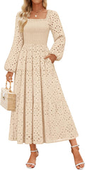 Elegant Long Sleeve Maxi Dress for Women by ZESICA for Fall
