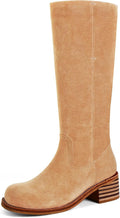 Women's Knee High Boots Square Toe Chunky Block Heel (Style F6PM)