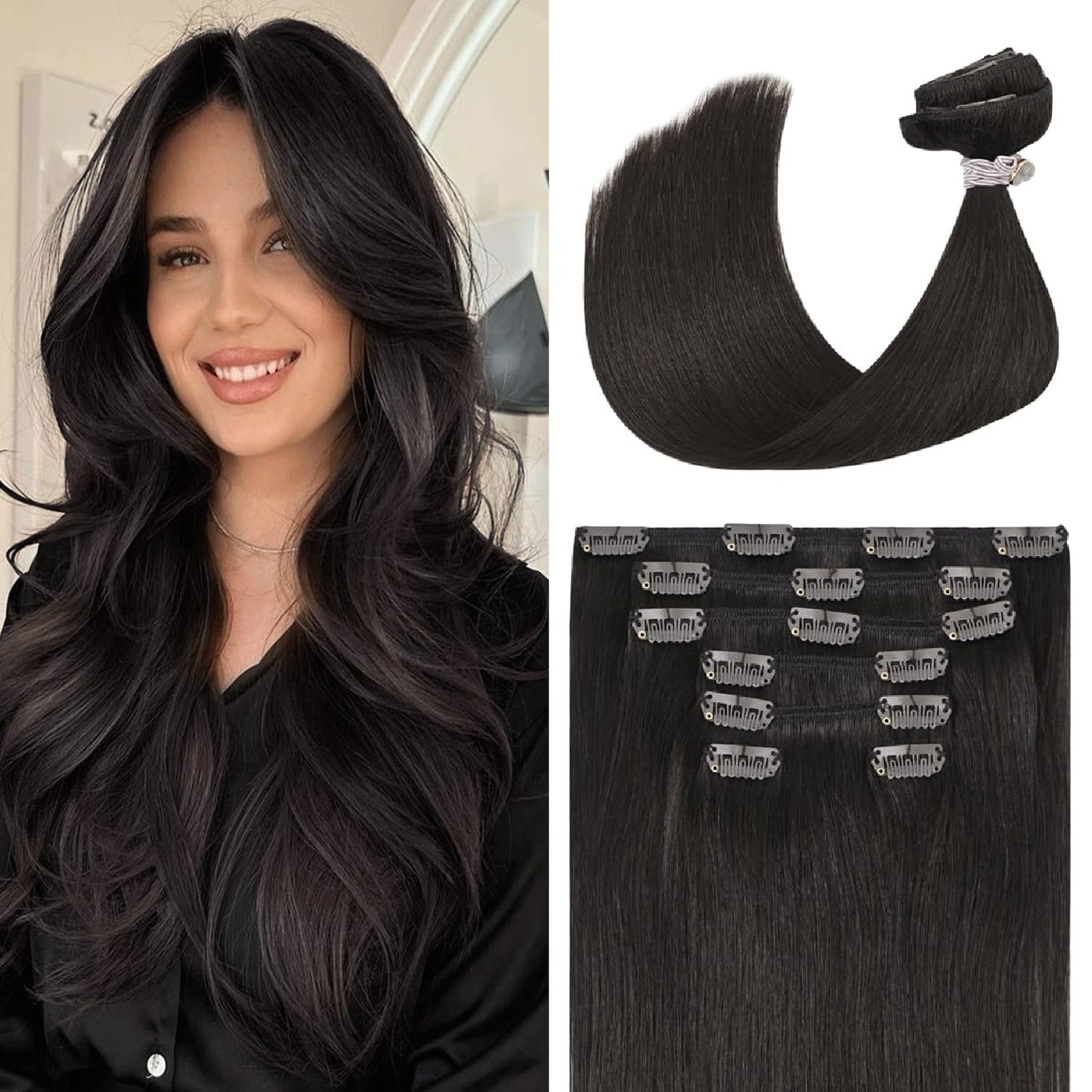 Dark Brown Clip in Hair Extensions for Natural Volume and Style