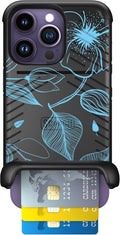 Blue Hibiscus iPhone 14 Pro Case with Card Holder - Wingmate