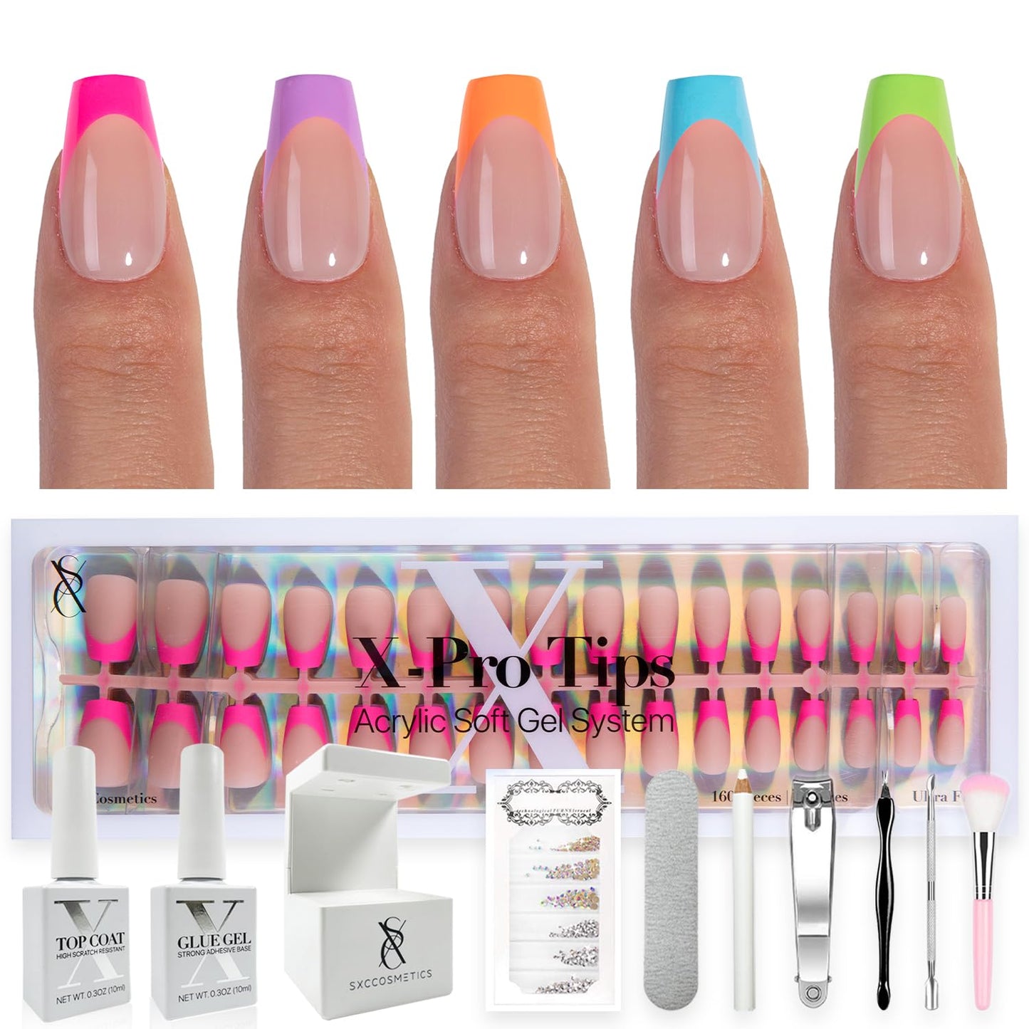 SXC Cosmetics X-Pro Tips French Tip Press On Nails - Glow