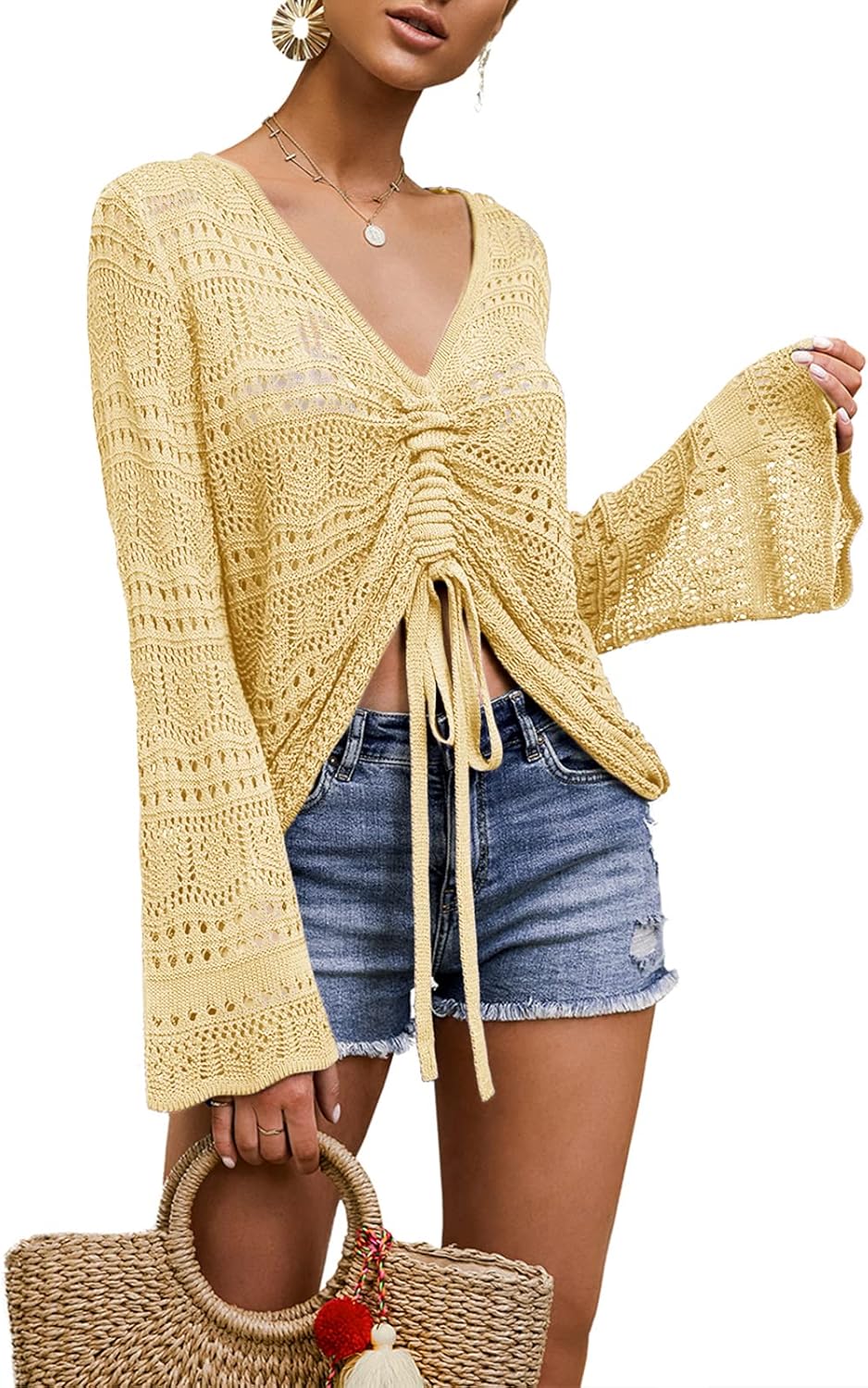 Boho Off Shoulder Sheer Crop Tops for Trendy Women Fashion