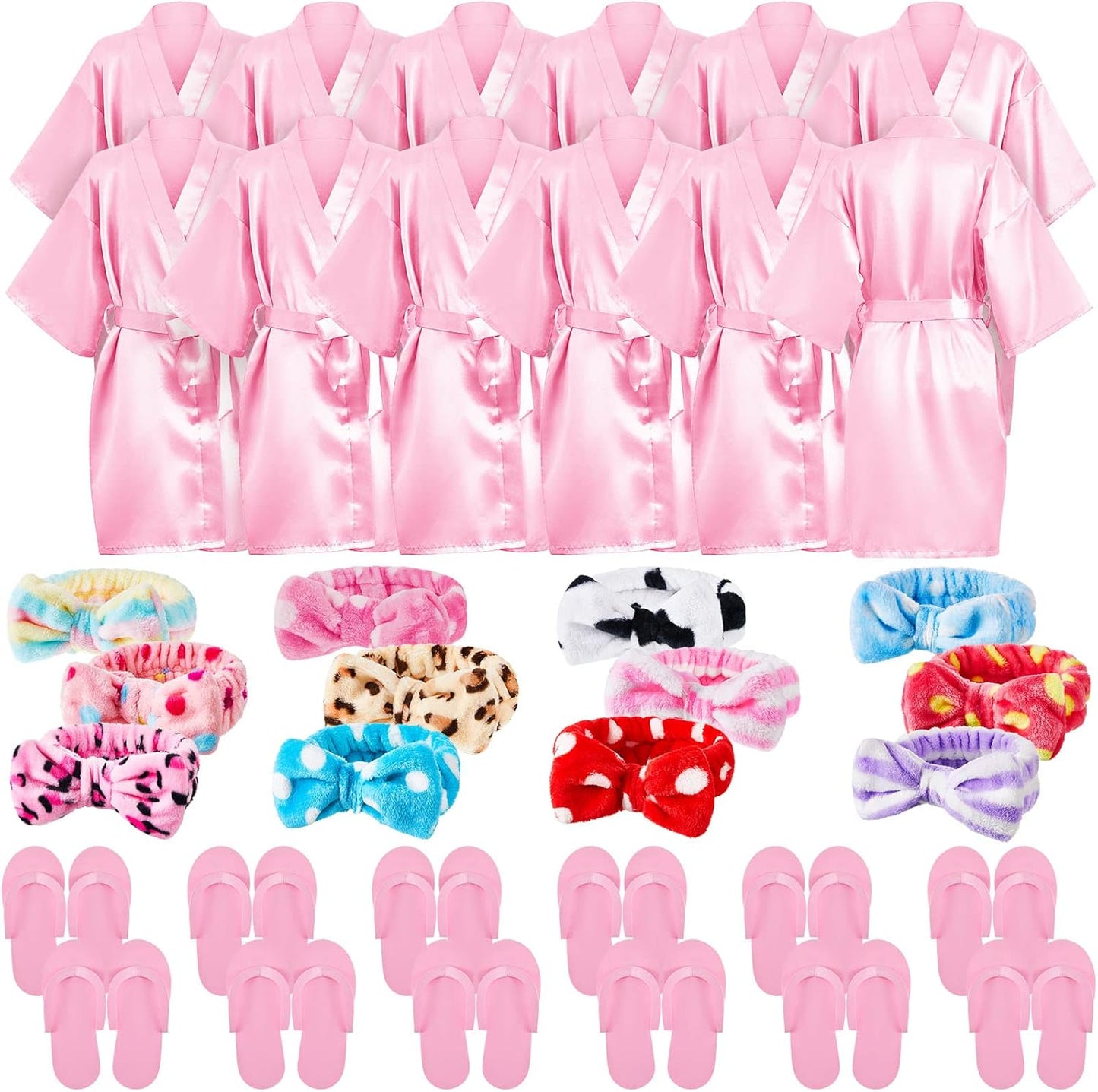 Xuhal 36 Pcs Spa Party Supplies for Girls with Robes & Headbands