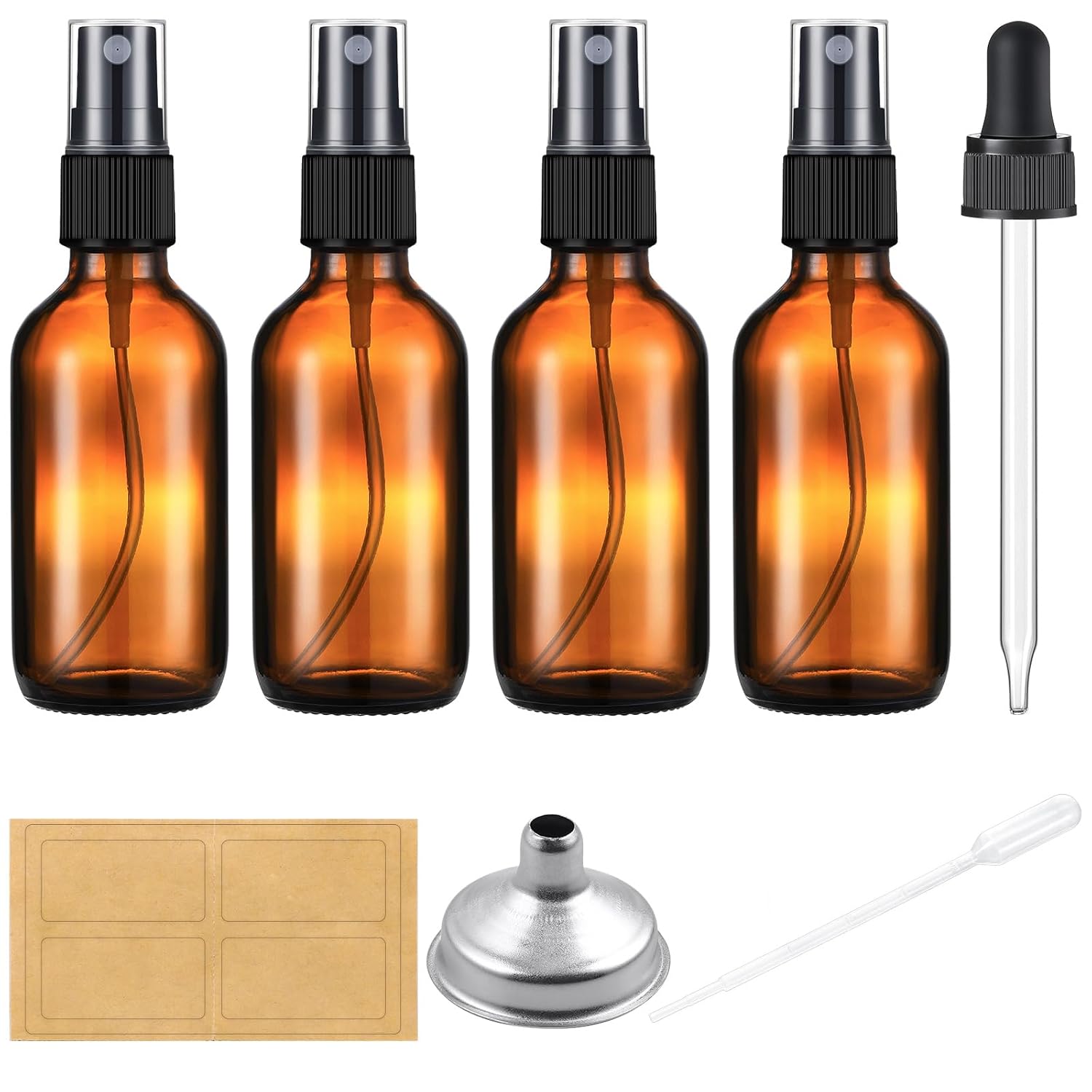 AOZITA 2 oz Amber Glass Spray Bottles - Fine Mist for Essential Oils