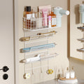 Wall-Mounted Hair Dryer Holder 4-Shelf Styling Tool Organizer - Space
