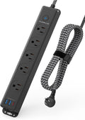 Surge Protector Power Strip with USB C Ports - 10ft Braided Cord