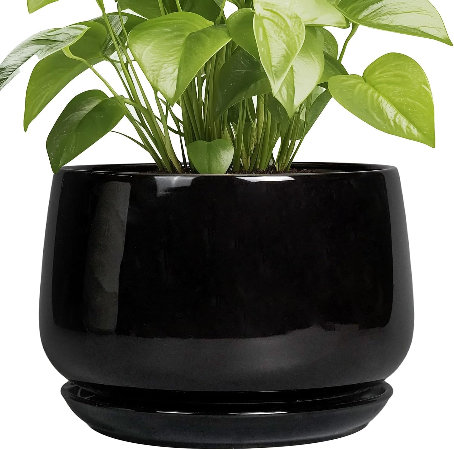 9 Inch Round Ceramic Plant Pots for Indoor Outdoor Decor