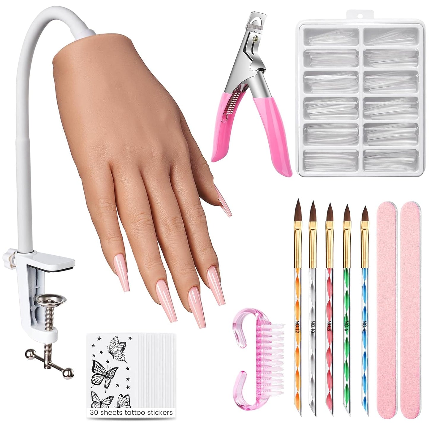 Realistic Silicone Nail Hand Practice Kit for Beginners and Pros