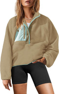 Womens Fuzzy Fleece Pullover Sherpa Sweatshirt - Soft Warm Layer