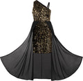 GRACE KARIN Girls Sequin Dress One Sleeve Formal - Elegant Sparkle