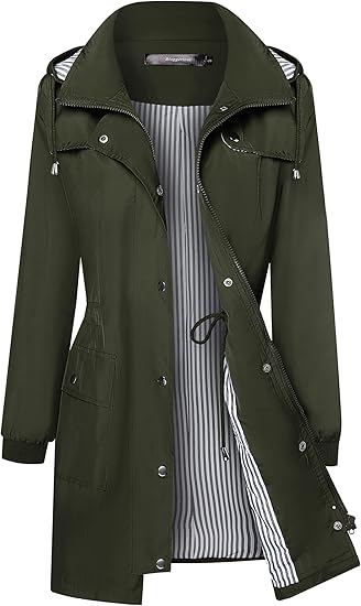 Bloggerlove Women's Raincoats Windbreaker Jacket for All Seasons