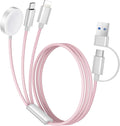 Temdan 3-in-1 Charger Cable for Apple Watch/iPhone - Pink