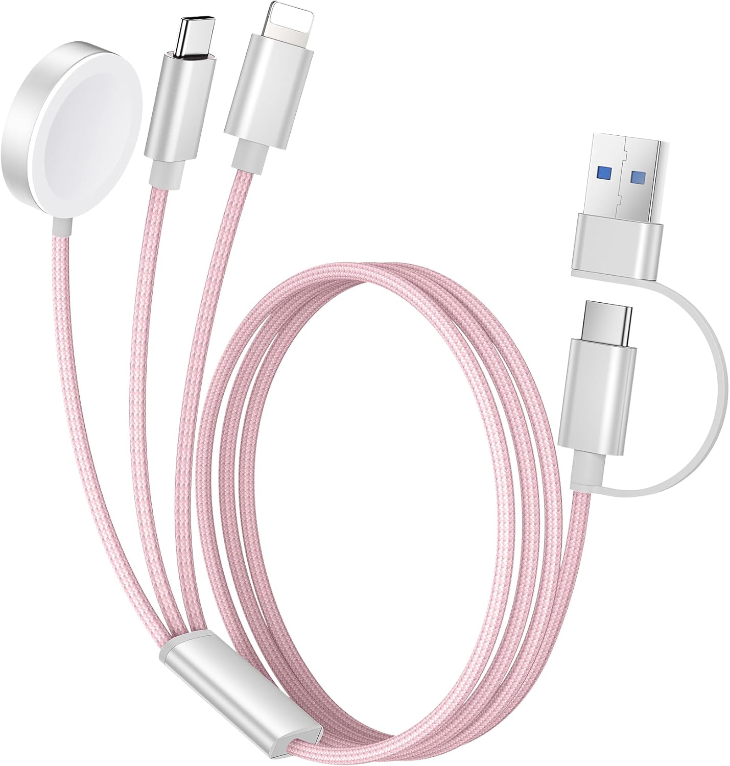 Temdan 3-in-1 Charger Cable for Apple Watch/iPhone - Pink