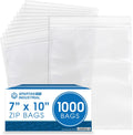 7 x 10 Reclosable Zip Plastic Poly Bags - 1000 Count (2 mil)