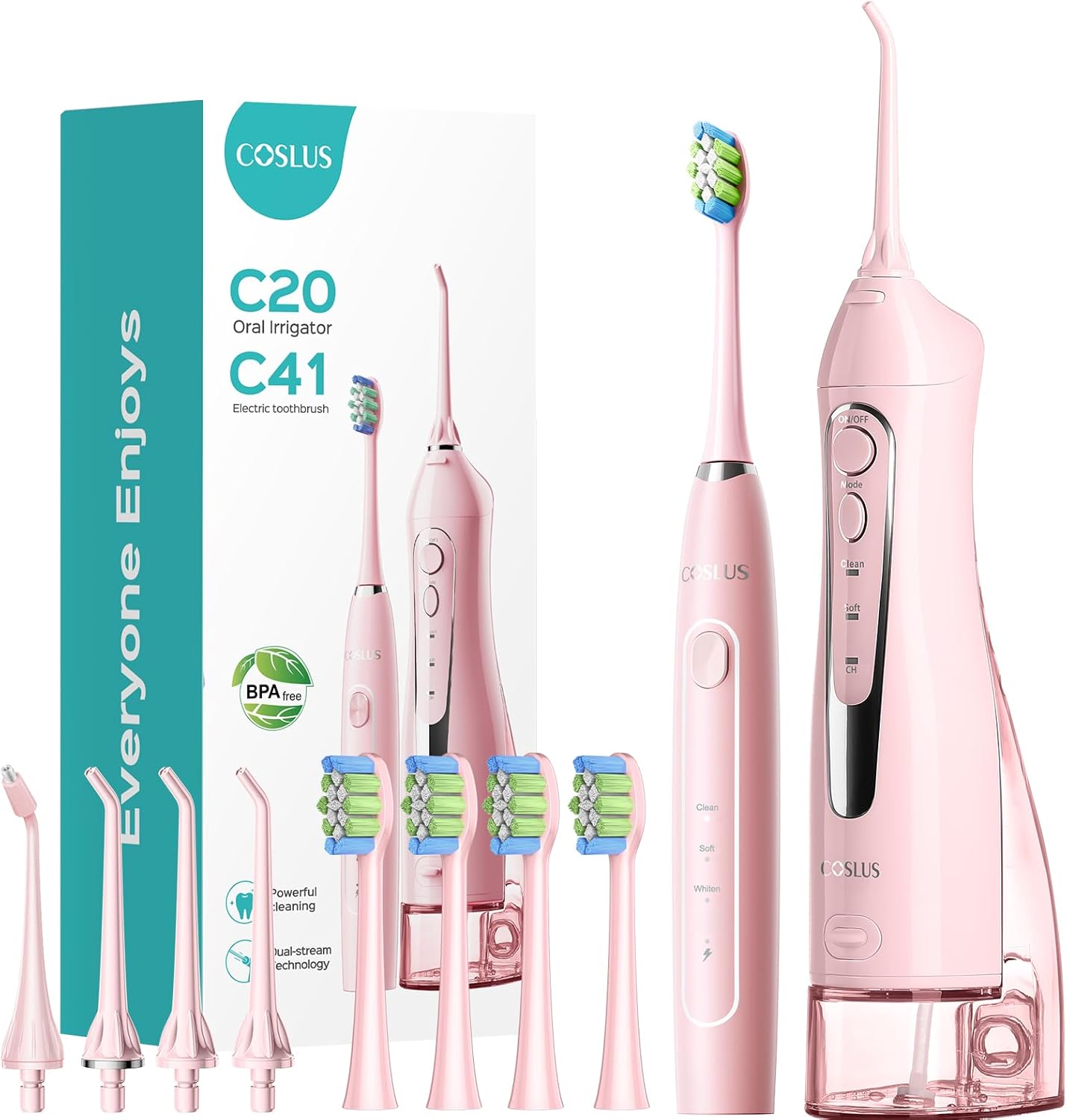 COSLUS Portable Water Flosser & Electric Toothbrush Combo